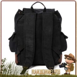 Sac A Dos Bushcraft Vintage Canvas Cuir NOIR Rothco -Camp Horizon Soldes Magasin sac a dos bushcraft vintage canvas cuir noir rothco 2