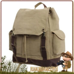 Sac A Dos Vintage Canvas Cuir Bushcraft BEIGE Rothco