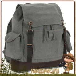 Sac A Dos Vintage Canvas Cuir Bushcraft CHARCOAL Rothco
