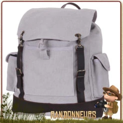 Sac A Dos Vintage Canvas Cuir Urbain GRIS Rothco